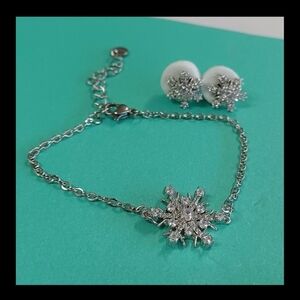 BOUTIQUE SNOWFLAKE JEWELRY COLLECTION SET Stainless Steel Bracelet and Earrings